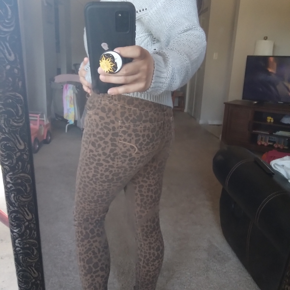 American Eagle Outfitters Size 4 Cheetah Print Skinny Jeans